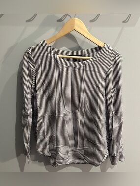 Banana Republic Striped Long-Sleeve Women's Blouse - Navy & White